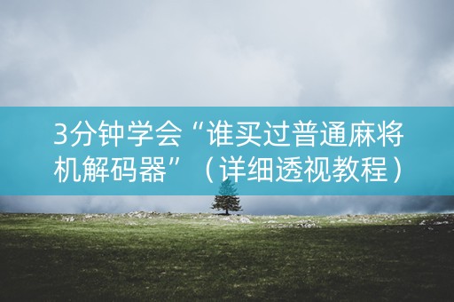 3分钟学会“谁买过普通麻将机解码器”（详细透视教程）-哔哩哔哩