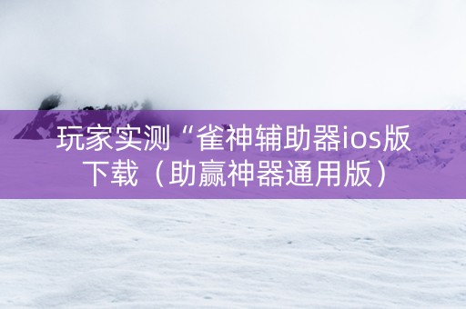 玩家实测“雀神辅助器ios版下载（助赢神器通用版）