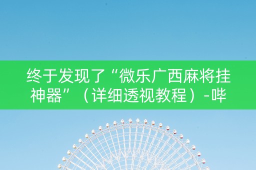 终于发现了“微乐广西麻将挂神器”（详细透视教程）-哔哩哔哩