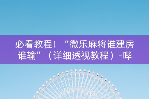 必看教程！“微乐麻将谁建房谁输”（详细透视教程）-哔哩哔哩
