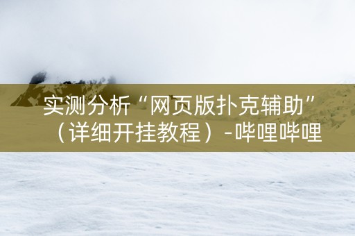 实测分析“网页版扑克辅助”（详细开挂教程）-哔哩哔哩