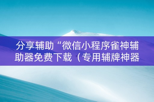 分享辅助“微信小程序雀神辅助器免费下载（专用辅牌神器免安装）