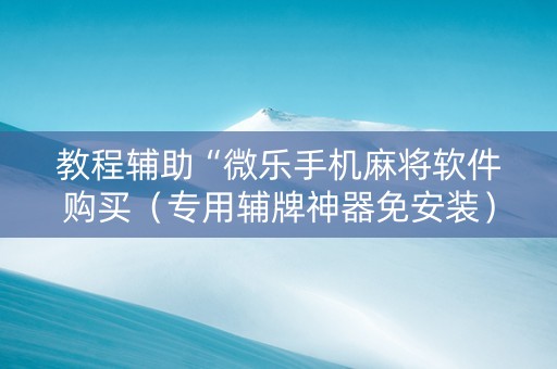 教程辅助“微乐手机麻将软件购买（专用辅牌神器免安装）