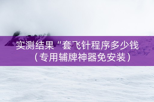 实测结果“套飞针程序多少钱（专用辅牌神器免安装）