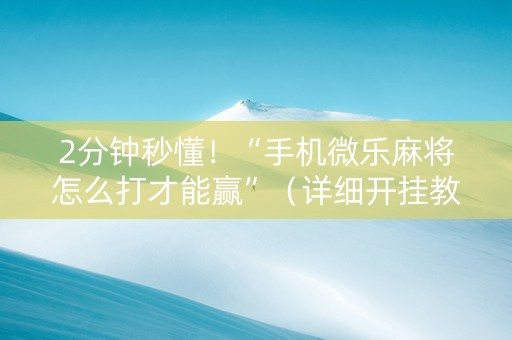 2分钟秒懂！“手机微乐麻将怎么打才能赢”（详细开挂教程）-哔哩哔哩