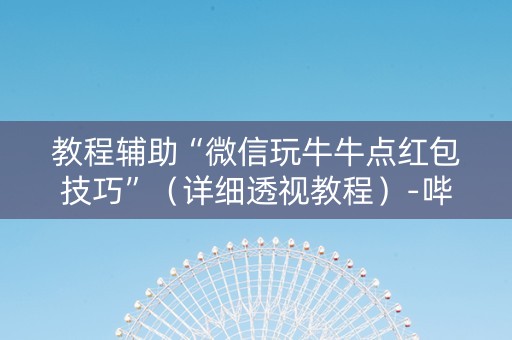 教程辅助“微信玩牛牛点红包技巧”（详细透视教程）-哔哩哔哩