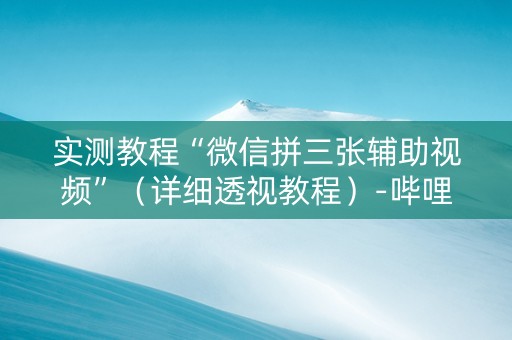 实测教程“微信拼三张辅助视频”（详细透视教程）-哔哩哔哩