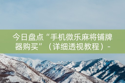 今日盘点“手机微乐麻将铺牌器购买”（详细透视教程）-哔哩哔哩
