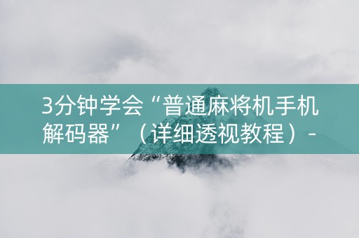 3分钟学会“普通麻将机手机解码器”（详细透视教程）-哔哩哔哩