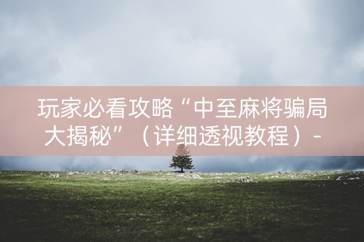 玩家必看攻略“中至麻将骗局大揭秘”（详细透视教程）-哔哩哔哩