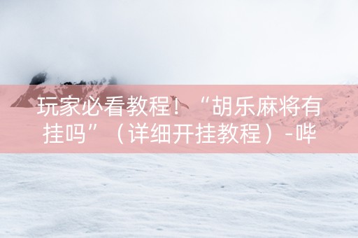 玩家必看教程！“胡乐麻将有挂吗”（详细开挂教程）-哔哩哔哩