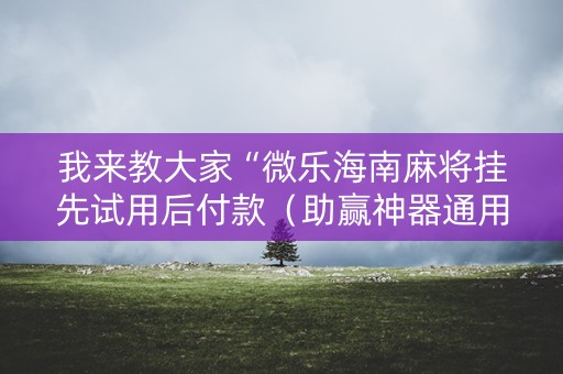 我来教大家“微乐海南麻将挂先试用后付款（助赢神器通用版）