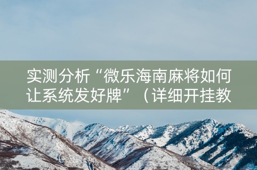 实测分析“微乐海南麻将如何让系统发好牌”（详细开挂教程）-哔哩哔哩