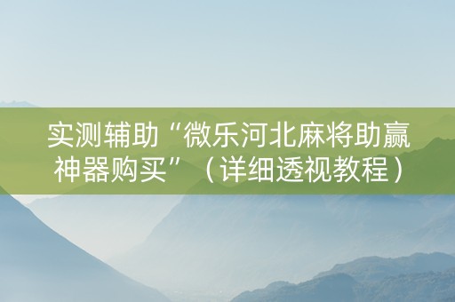实测辅助“微乐河北麻将助赢神器购买”（详细透视教程）-哔哩哔哩