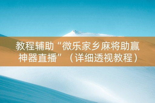 教程辅助“微乐家乡麻将助赢神器直播”（详细透视教程）-哔哩哔哩