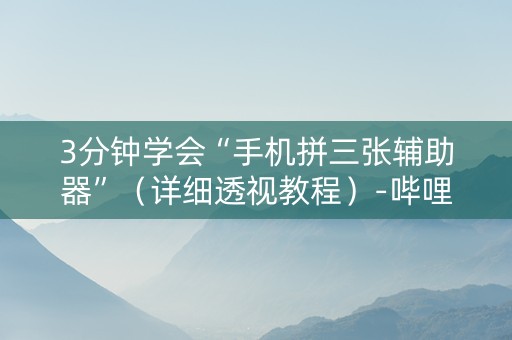 3分钟学会“手机拼三张辅助器”（详细透视教程）-哔哩哔哩