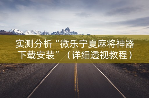 实测分析“微乐宁夏麻将神器下载安装”（详细透视教程）-哔哩哔哩