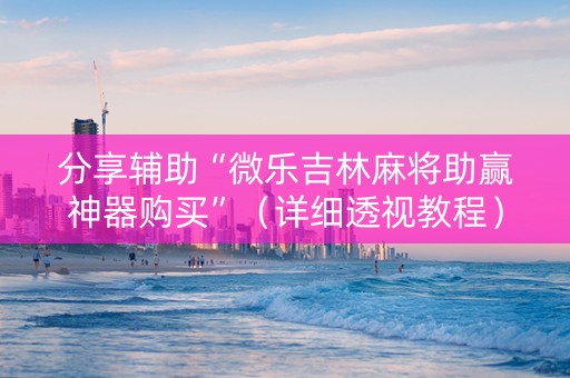分享辅助“微乐吉林麻将助赢神器购买”（详细透视教程）-哔哩哔哩