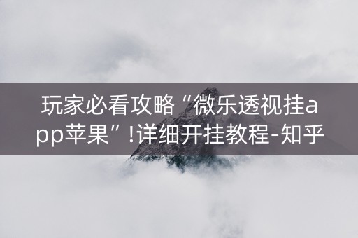 玩家必看攻略“微乐透视挂app苹果”!详细开挂教程-知乎