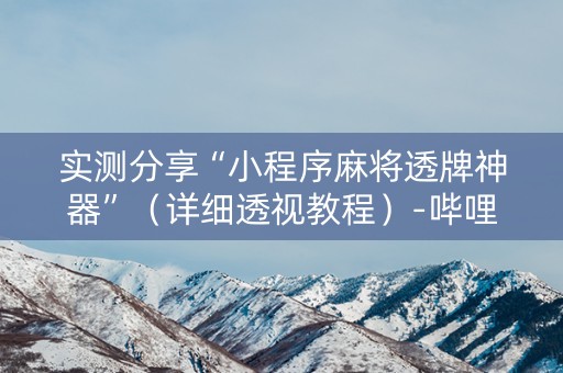 实测分享“小程序麻将透牌神器”（详细透视教程）-哔哩哔哩