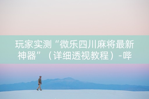 玩家实测“微乐四川麻将最新神器”（详细透视教程）-哔哩哔哩