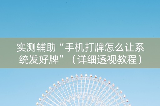 实测辅助“手机打牌怎么让系统发好牌”（详细透视教程）-哔哩哔哩