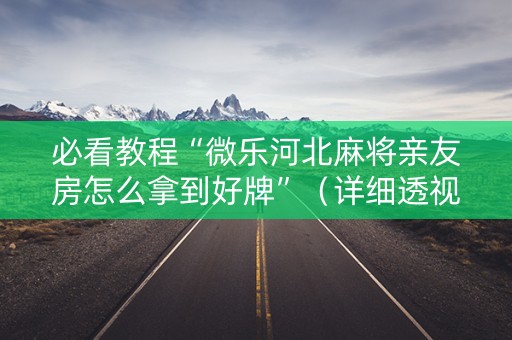 必看教程“微乐河北麻将亲友房怎么拿到好牌”（详细透视教程）-哔哩哔哩