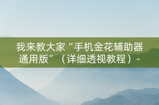 我来教大家“手机金花辅助器通用版”（详细透视教程）-哔哩哔哩