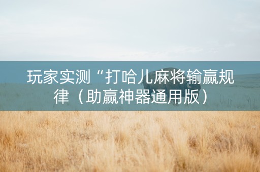 玩家实测“打哈儿麻将输赢规律（助赢神器通用版）