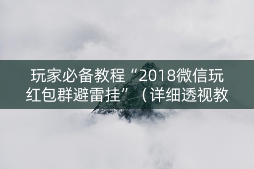玩家必备教程“2018微信玩红包群避雷挂”（详细透视教程）-哔哩哔哩