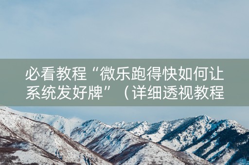 必看教程“微乐跑得快如何让系统发好牌”（详细透视教程）-哔哩哔哩