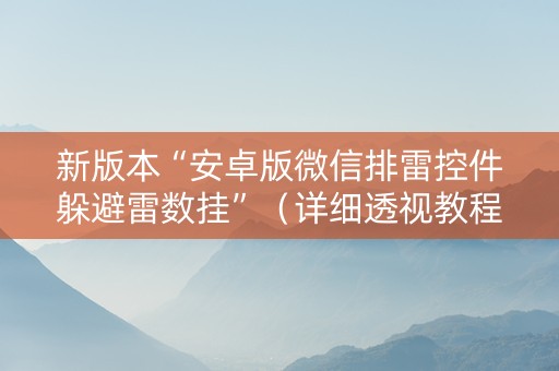 新版本“安卓版微信排雷控件躲避雷数挂”（详细透视教程）-哔哩哔哩