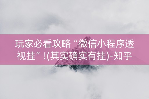 玩家必看攻略“微信小程序透视挂”!(其实确实有挂)-知乎