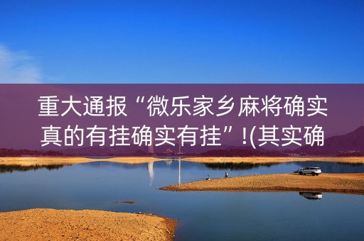 重大通报“微乐家乡麻将确实真的有挂确实有挂”!(其实确实有挂)-知乎