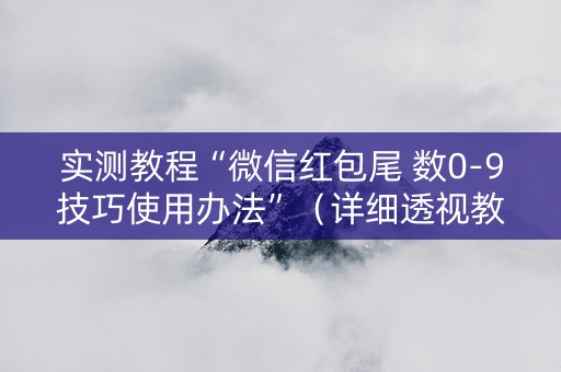 实测教程“微信红包尾 数0-9技巧使用办法”（详细透视教程）-哔哩哔哩