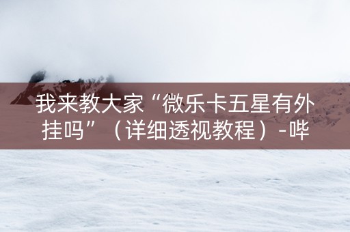 我来教大家“微乐卡五星有外挂吗”（详细透视教程）-哔哩哔哩