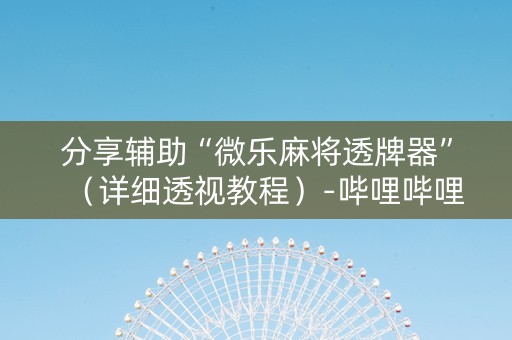 分享辅助“微乐麻将透牌器”（详细透视教程）-哔哩哔哩