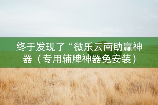 终于发现了“微乐云南助赢神器（专用辅牌神器免安装）