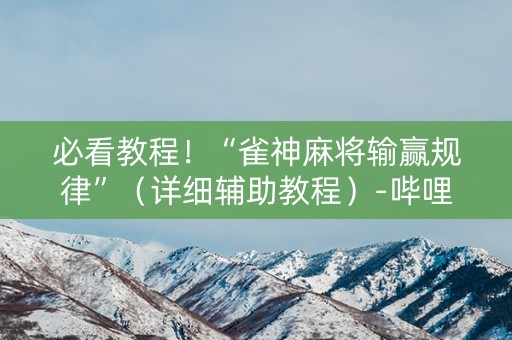必看教程！“雀神麻将输赢规律”（详细辅助教程）-哔哩哔哩