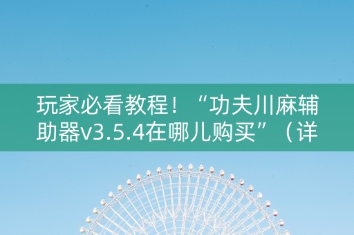 玩家必看教程！“功夫川麻辅助器v3.5.4在哪儿购买”（详细透视教程）-哔哩哔哩