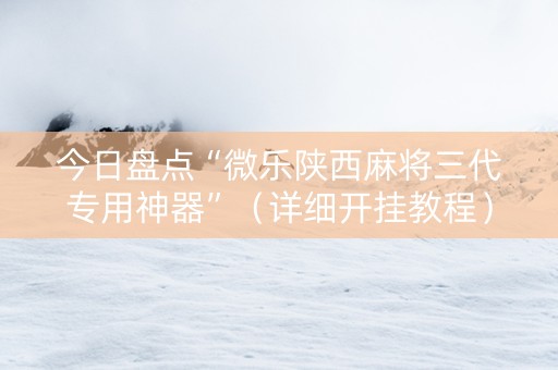 今日盘点“微乐陕西麻将三代专用神器”（详细开挂教程）-哔哩哔哩