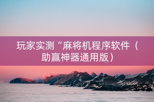玩家实测“麻将机程序软件（助赢神器通用版）