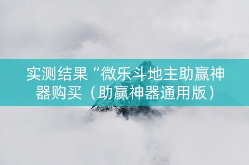 实测结果“微乐斗地主助赢神器购买（助赢神器通用版）