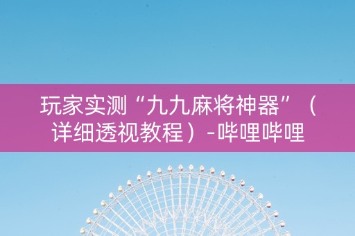 玩家实测“九九麻将神器”（详细透视教程）-哔哩哔哩