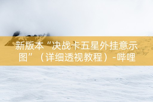 新版本“决战卡五星外挂意示图”（详细透视教程）-哔哩哔哩