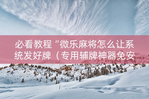 必看教程“微乐麻将怎么让系统发好牌（专用辅牌神器免安装）
