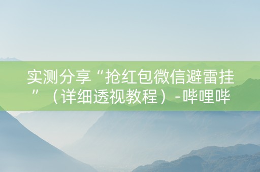 实测分享“抢红包微信避雷挂”（详细透视教程）-哔哩哔哩