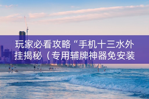 玩家必看攻略“手机十三水外挂揭秘（专用辅牌神器免安装）