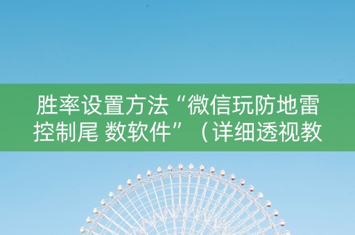胜率设置方法“微信玩防地雷控制尾 数软件”（详细透视教程）-哔哩哔哩