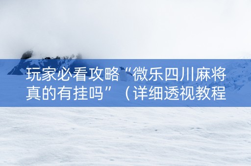 玩家必看攻略“微乐四川麻将真的有挂吗”（详细透视教程）-哔哩哔哩